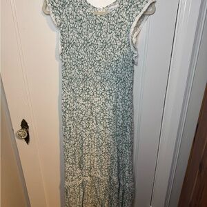 Lost + Wander Green and White Floral Maxi Dress